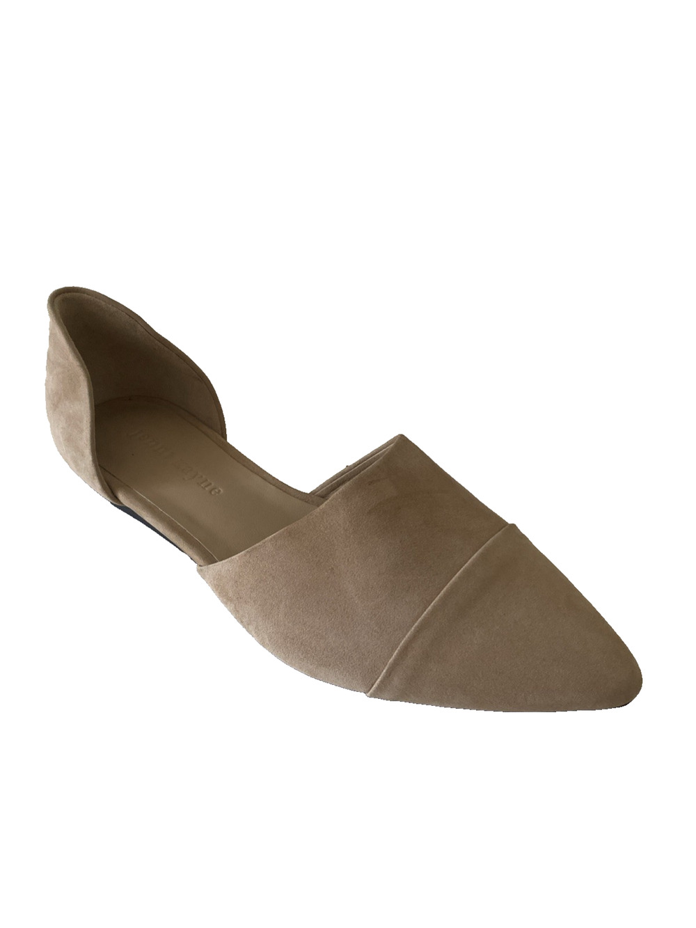 Jenni Kayne d'Orsay Pointed Toe Flats Camel Tan Beige Nubuck Suede Leather 35.5